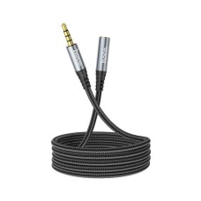 Кабель мультимедійний 3.5mm M to 3.5mm F 2.0m Gray HOCO (6931474762160)
