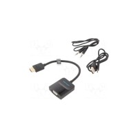 Перехідник HDMI M to VGA F + Micro USB F + 3.5mm F 0.15m black Vention (42161)