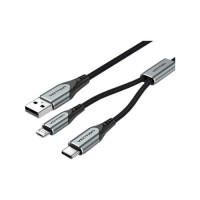 Дата кабель USB 2.0 AM to Micro 5P + Type-C 0.5m Y-Splitter 480Mbps Aluminum Alloy Gray Vention (CQGHD)