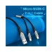 Дата кабель USB 2.0 AM to Micro 5P + Type-C 0.5m Y-Splitter 480Mbps Aluminum Alloy Gray Vention (CQGHD)