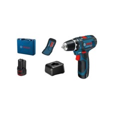 Шуруповерт Bosch GSR 12V-15 12В, 2х2А/год, 15-30Нм, 0-400/400-1300об/хв, набір 10 біт, кейс (0.601.868.10G)