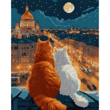 Картина по номерам Santi алмазна мозаїка Коти на даху 40х50 см на підрамнику (956058)