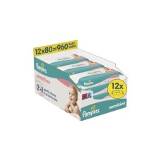 Дитячі вологі серветки Pampers Sensitive 80 шт х 12 пачок (960 шт) (8006530134668)