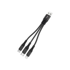 Дата кабель USB 2.0 AM to Lightning + Micro 5P + USB-C 0.25m 2.4A nylon X47 black HOCO (6931474727398)