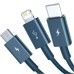 Дата кабель USB 2.0 AM to Lightning + Micro 5P + Type-C 1.5m 3.5A blue Baseus (CAMLTYS-03)