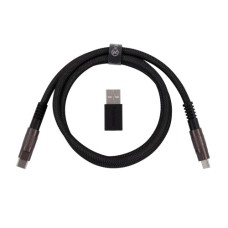 Дата кабель USB-C + USB A to USB-C 1.0m Double-Sleeved Geek black Keychron (CAB21_KEYCHRON)