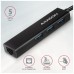 Концентратор AXAGON USB-C to 3xUSB-A + RJ45 0.2m metal black (HMC-GL3A)