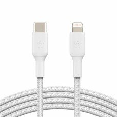 Дата кабель USB 2.0 AM to Lightning 1.0m braided white Belkin (CAA004BT1MWH)