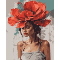 Картина по номерам Santi Дівчина з червоною квіткою 40х50 (955744)