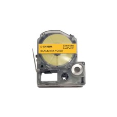 Стрічка для принтера етикеток UKRMARK E-C4KBM, 12мм х 8м, black on gold, совместима с LC4KBM (900509)
