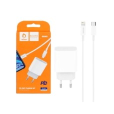 Зарядний пристрій Denmen USB-C PD20W 3.6A + cable USB-C to Lightning white (DM-DC06L-WH)