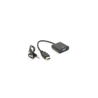 Перехідник HDMI M to VGA F + Audio 0.1m 4K/2K black Voltronic (YT-C-HDMI(M)/VGA(F)+AUX-B)