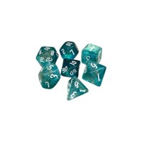 Набір кубиків для настільних ігор Games 7 Days Double Glitter 7 Dice Set - Aqua-White (g7dglitdc06)