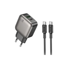 Зарядний пристрій BOROFONE BAS55A Absolute 1xUSB-C PD30W + 1xUSB QC3.0 + cable USB-C to USB-C Black (6941991116254)