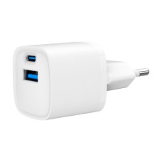 Зарядний пристрій Gembird 1xUSB-C PD20W + 1xUSB QC3.0 white (TA-UC-PDQC20-W-01)