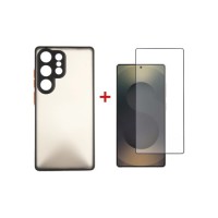 Чохол до мобільного телефона Dengos Kit Samsung Galaxy S25 Ultra Matte + glass (Black) (DG-KM-144)