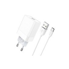 Зарядний пристрій BOROFONE BA47A USB QC3.0 18W + cable USB to USB-C white (6931474728319)