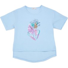 Футболка дитяча Breeze з квітами (21486-140G-blue)