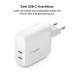 Зарядний пристрій Belkin 40W 2хUSB-С PD white (WCB006VFWH)