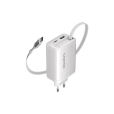 Зарядний пристрій Canyon 1xUSB-C PD65W + 1xUSB QC3.0 + cable USB-C to USB-C white (CNS-CURC65ACW)