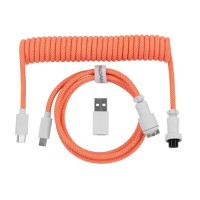 Дата кабель USB-C + USB A to USB-C 1.36m Coiled Aviator orange Keychron (CAB14_KEYCHRON)