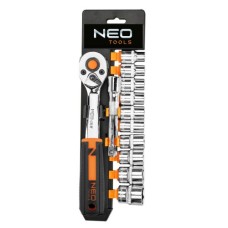 Набір торцевих головок Neo Tools 12шт, 3/8", тріскачка 90 зубців, CrV (10-020N)