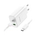 Зарядний пристрій BOROFONE BN10 Sunlight 1xUSB-C PD65W + 1xUSB-A + cable USB-C to USB-C White (6974443388206)