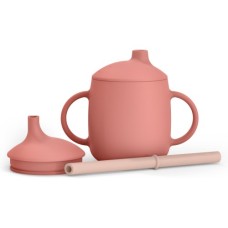 Поїльник-непроливайка Suavinex Colour Essence силіконова 3 в 1 (з носиком та трубочкою), 270 мл, +6 м, рожева (402900)