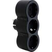 Мережевий розгалужувач LEGRAND СТАНДАРТ 3х2К+З фронтальні розетки , колір Чорний (694519)