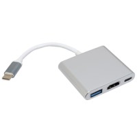 Концентратор Patron USB-C to HDMI + USB 3.0 + USB-C 0.1m black (ADAPT-PN-TYPE-C-HUB)