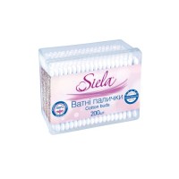 Ватні палички Siela Пластикова коробка 200 шт. (4820159840465)