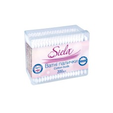 Ватні палички Siela Пластикова коробка 200 шт. (4820159840465)