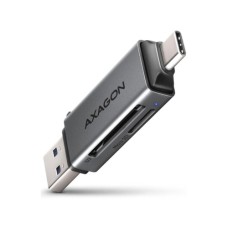 Зчитувач флеш-карт AXAGON USB-C + USB-A to SD/microSD 5Gbps gray (CRE-DAC)
