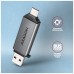 Зчитувач флеш-карт AXAGON USB-C + USB-A to SD/microSD 5Gbps gray (CRE-DAC)