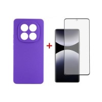 Чохол до мобільного телефона Dengos Kit Xiaomi Redmi Note 14 Pro case Carbon + glass (Purple) (DG-KM-130)