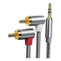 Кабель мультимедійний 3.5mm M to 2xRCA M 3.0m 90° corner Essager (EYPWT-MYC0G-P)