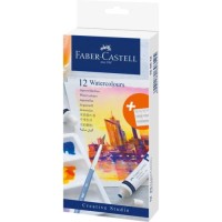 Акварельні фарби Faber-Castell Watercolours 12 кольорів у тубах по 9 мл + палітра для змішування (169612) (31773)