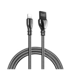 Дата кабель USB 2.0 AM to Lightning 1.0m metal spring black ColorWay (CW-CBUL013-BK)