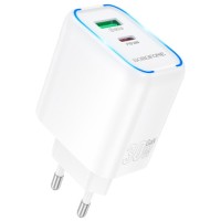 Зарядний пристрій BOROFONE BA89A Destello 1xUSB-C PD30W + 1xUSB QC3.0 White (6941991119361)