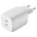 Зарядний пристрій Belkin 65W 2хUSB-С GAN PD PPS white (WCH013VFWH)