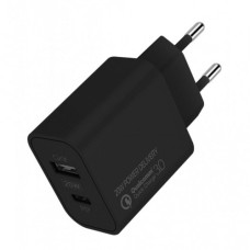 Зарядний пристрій ColorWay Type-C PD + USB QC3.0 (20W) V2 black (CW-CHS025QPD-BK)