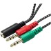 Перехідник XoKo AC-007 2x3.5-мм jack(F) - 3.5-мм 4pin jack(M) (XOKO AC-007)