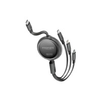 Дата кабель USB-C to Lightning 1.1m 27W + USB-C 60W + Micro USB TrioCord-R black Promate (triocord-r.black)