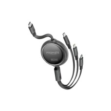 Дата кабель USB-C to Lightning 1.1m 27W + USB-C 60W + Micro USB TrioCord-R black Promate (triocord-r.black)