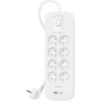 Мережевий фільтр живлення Belkin 8хТипE, 16А, USB-A/USB-C 18Вт, 2м (SRB003CA2M)