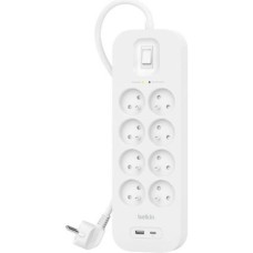 Мережевий фільтр живлення Belkin 8хТипE, 16А, USB-A/USB-C 18Вт, 2м (SRB003CA2M)