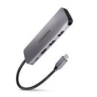 Концентратор AXAGON USB-C to 2xUSBA + HDMI + SD/microSD + USB-C PD 100W 0.2m grey (HMC-5)