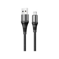 Дата кабель USB 2.0 AM to Lightning 1.0m 2.4A nylon X50 black HOCO (6931474734198)