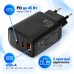 Зарядний пристрій Vinga 2xUSB-C + USB-A Display 45W (VCR45ACCDB)
