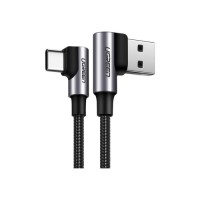 Дата кабель USB 2.0 AM to USB-C 0.5m 3A 90° corner US176 black UGREEN (20855)